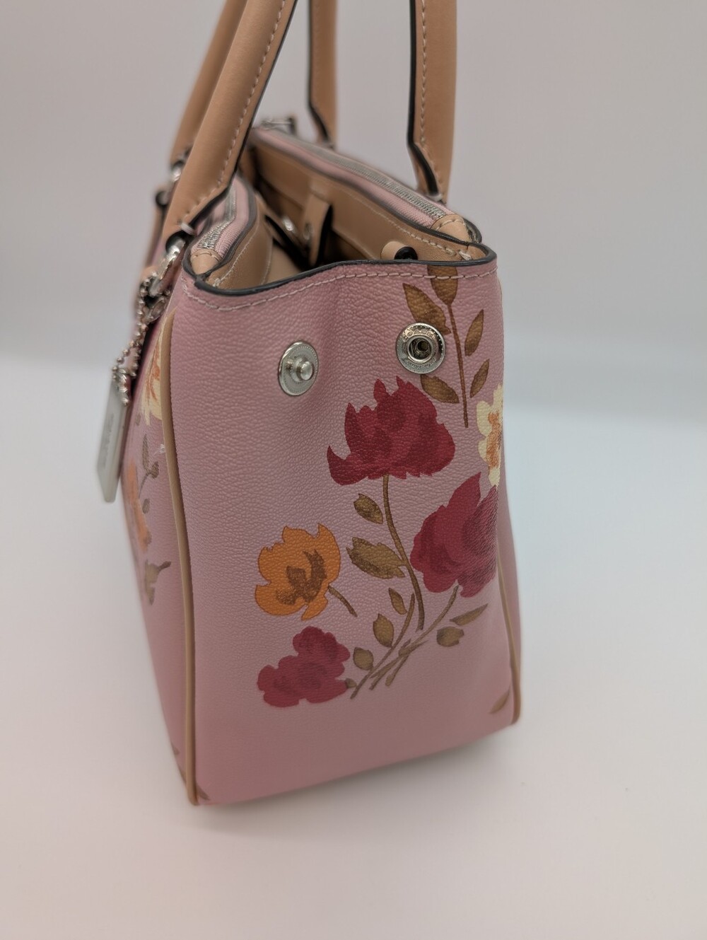 Coach Surrey Carryall Pink Peony Floral Purse Crossbody 2019 F72643 With COA - Picture 7 of 15